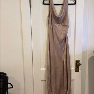 NWT Zara Elegant Women's maxi Dress in Soft Beige/ champagne L